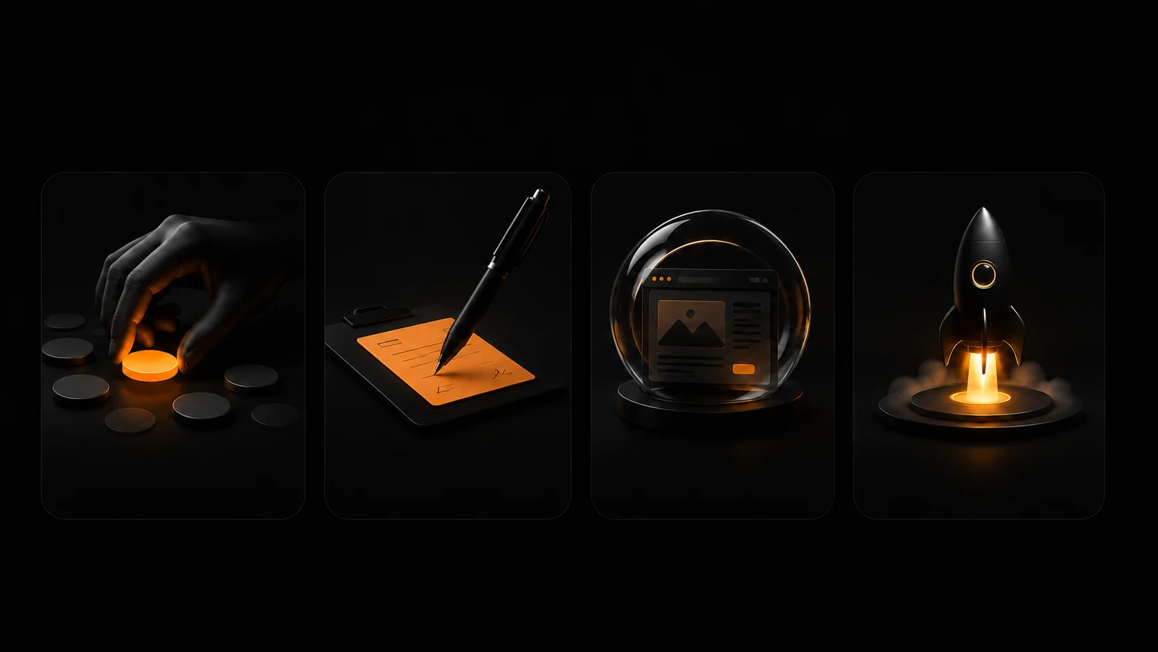 Quatre cartes premium des etapes RocketKit